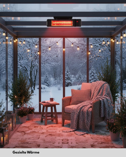 Infrarotstrahler im modernen Wintergarten